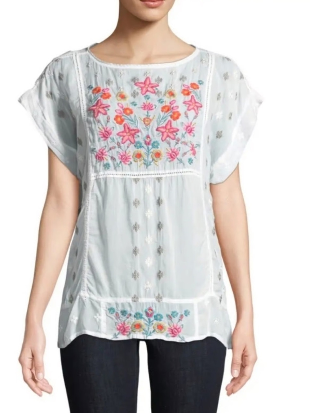 Johnny Was Blue Floral Top